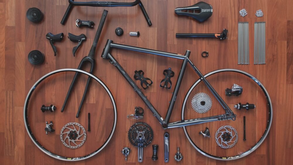 a bicycle with a wooden frame